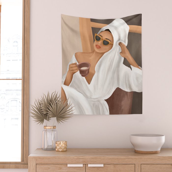Morning Coffee Wall Tapestry Gallery Image 2