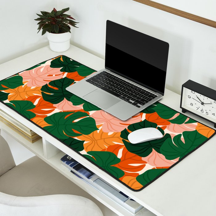 Vibrant Monstera Leaf Pattern Desk Mat Gallery Image 2
