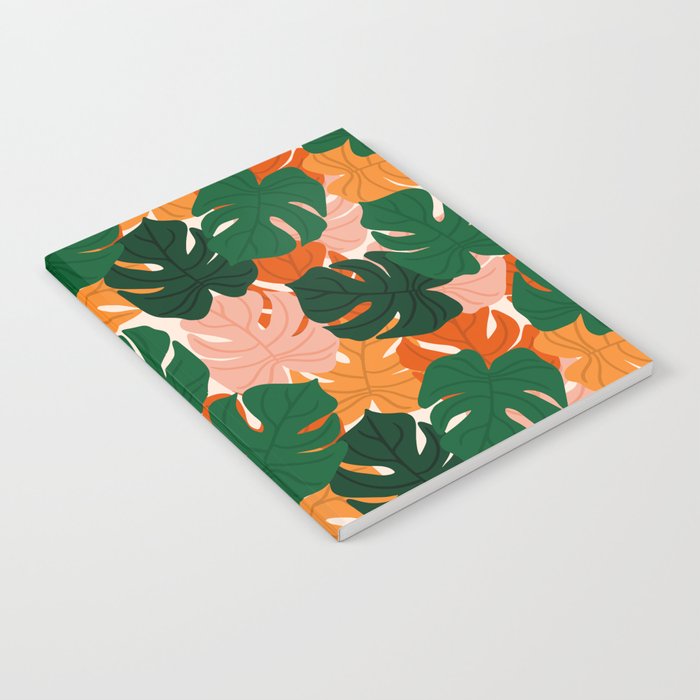 Vibrant Monstera Leaf Pattern Notebook Gallery Image 2