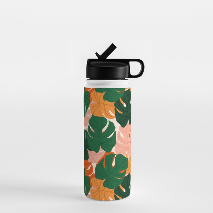 Vibrant Monstera Leaf Pattern Water Bottle Gallery Image 1