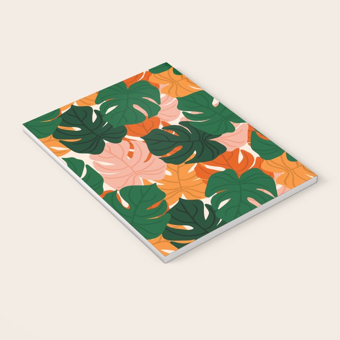 Vibrant Monstera Leaf Pattern Notebook Gallery Image 3