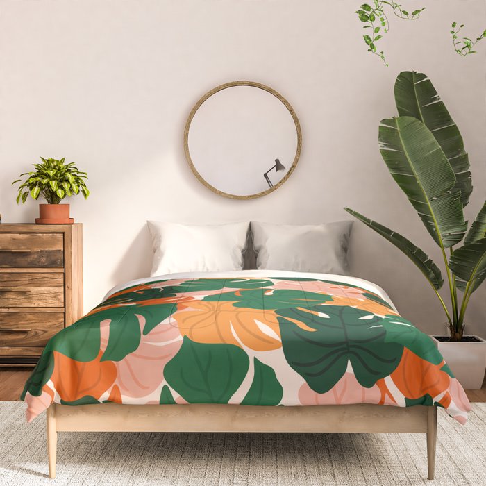 Vibrant Monstera Leaf Pattern Comforter Gallery Image 3