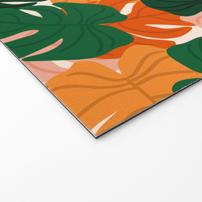 Vibrant Monstera Leaf Pattern Welcome Mat Gallery Image 2