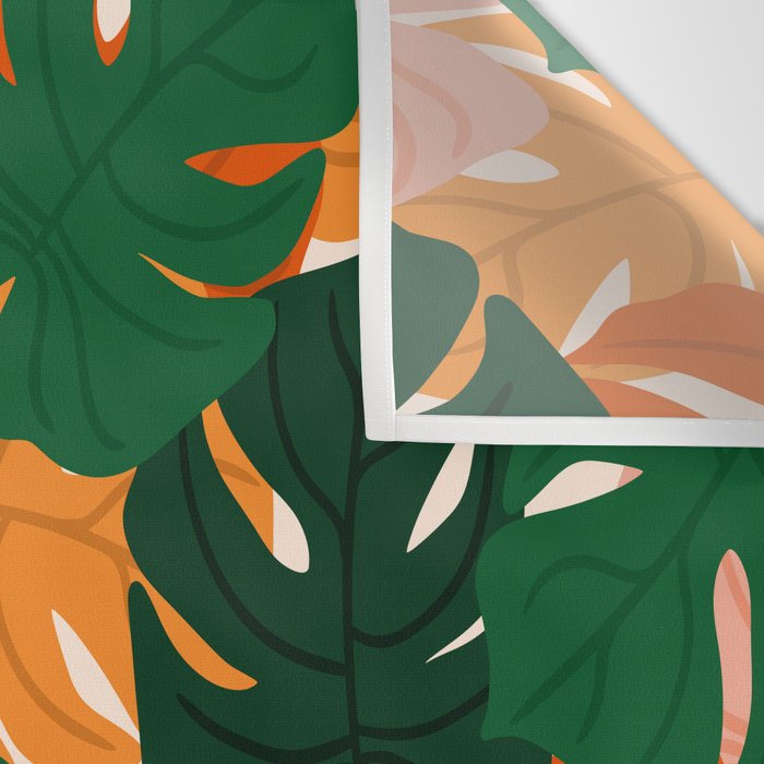 Vibrant Monstera Leaf Pattern Wall Tapestry Gallery Image 3