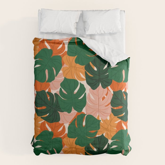 Vibrant Monstera Leaf Pattern Comforter Gallery Image 6