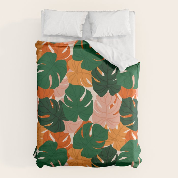 Vibrant Monstera Leaf Pattern Duvet Cover Gallery Image 6