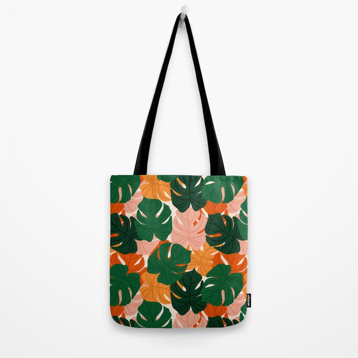 Vibrant Monstera Leaf Pattern Tote Bag Gallery Image 2