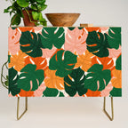 Vibrant Monstera Leaf Pattern Credenza Gallery Image 1