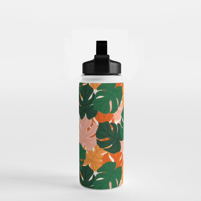 Vibrant Monstera Leaf Pattern Water Bottle Gallery Image 2