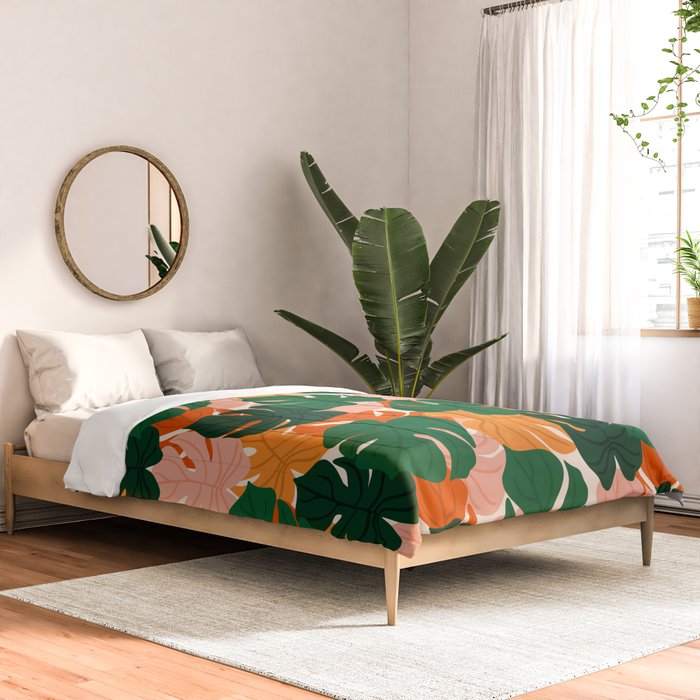 Vibrant Monstera Leaf Pattern Comforter Gallery Image 2