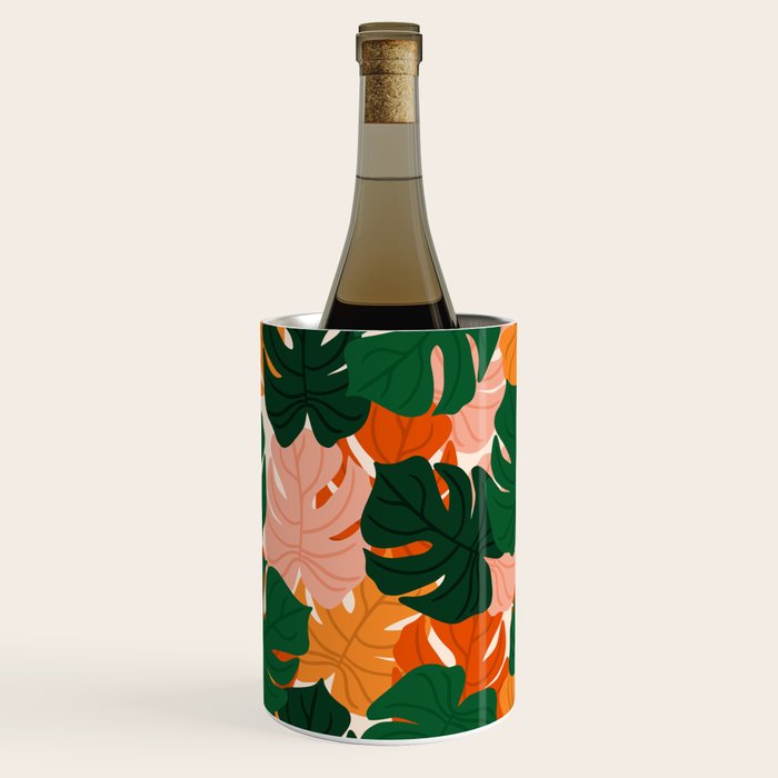 Vibrant Monstera Leaf Pattern Wine Chiller Gallery Image 2
