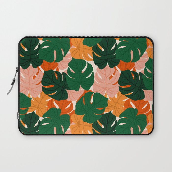 Vibrant Monstera Leaf Pattern Laptop Sleeve Gallery Image 1