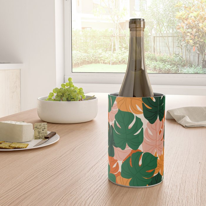 Vibrant Monstera Leaf Pattern Wine Chiller Gallery Image 4
