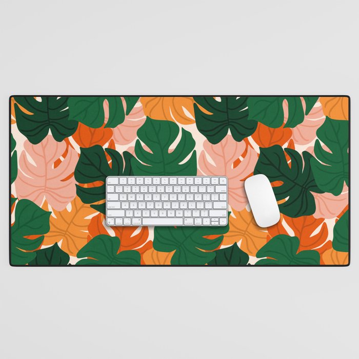 Vibrant Monstera Leaf Pattern Desk Mat Gallery Image 1