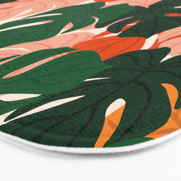 Vibrant Monstera Leaf Pattern Bath Mat Gallery Image 3