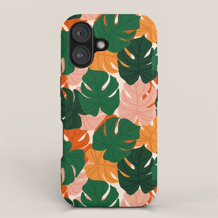 Vibrant Monstera Leaf Pattern iPhone Case Gallery Image 1