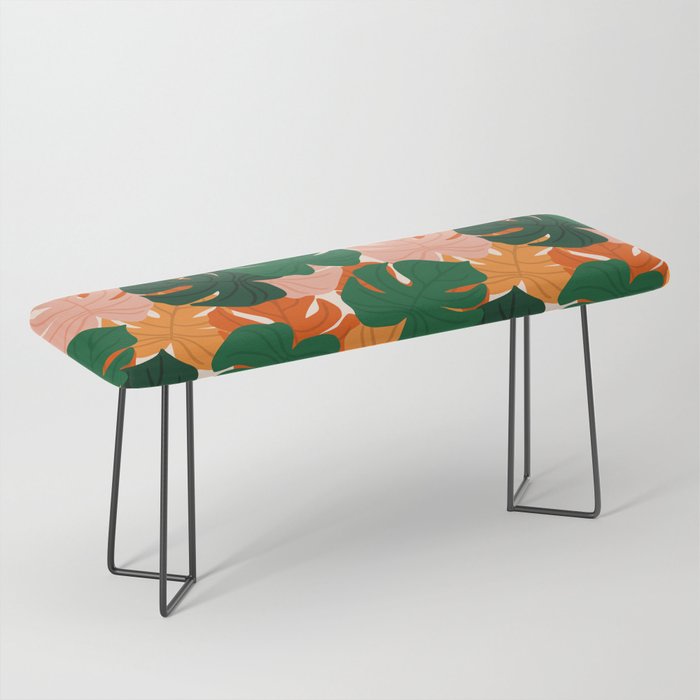 Vibrant Monstera Leaf Pattern Bench Gallery Image 1