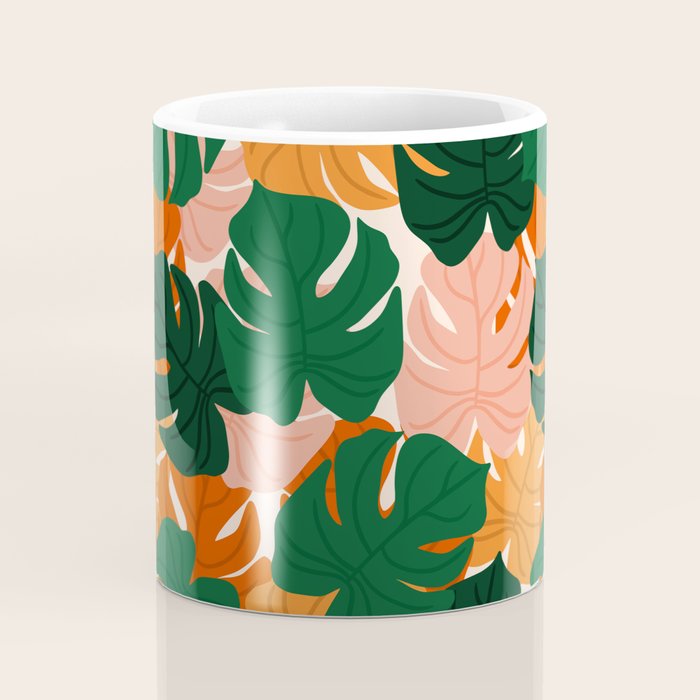 Vibrant Monstera Leaf Pattern Coffee Mug Gallery Image 4