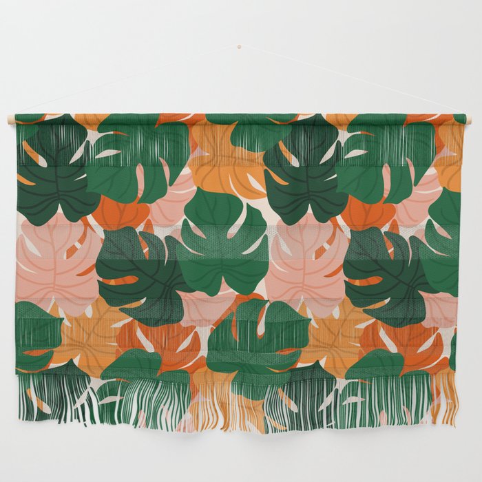 Vibrant Monstera Leaf Pattern Wall Hanging Gallery Image 1