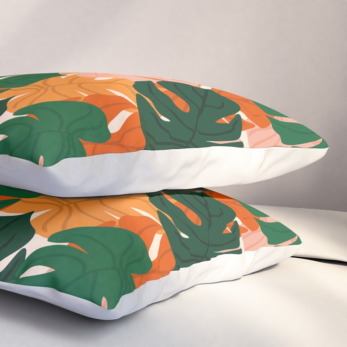 Vibrant Monstera Leaf Pattern Pillow Sham Gallery Image 3