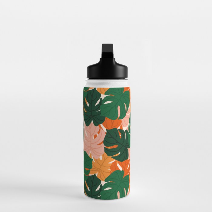 Vibrant Monstera Leaf Pattern Water Bottle Gallery Image 3