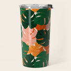 Vibrant Monstera Leaf Pattern Travel Mug Gallery Image 2