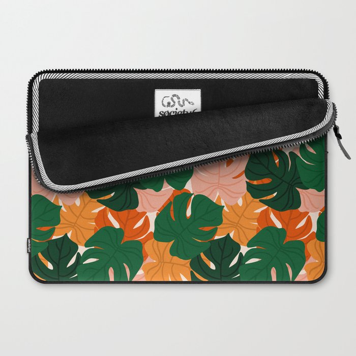 Vibrant Monstera Leaf Pattern Laptop Sleeve Gallery Image 2