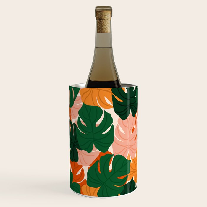 Vibrant Monstera Leaf Pattern Wine Chiller Gallery Image 1