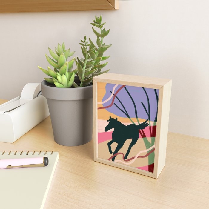 Expressive Running Horse in the Countryside  Mini Art Print Gallery Image 2