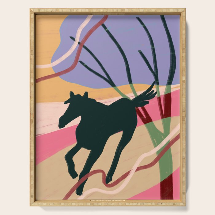 Expressive Running Horse in the Countryside  Serving Tray Gallery Image 1
