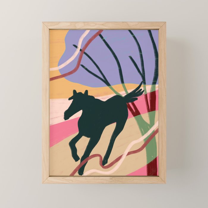Expressive Running Horse in the Countryside  Mini Art Print Gallery Image 1
