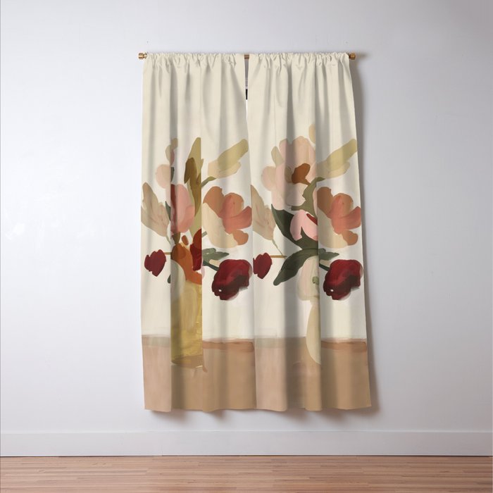 Soft Floral Still Life Window Curtain Gallery Image 3