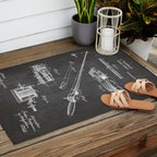 Fishing Rod Patent - Fishing Art - Black Chalkboard Outdoor Rug Gallery Image 2