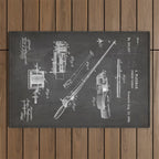 Fishing Rod Patent - Fishing Art - Black Chalkboard Outdoor Rug Gallery Image 1