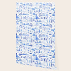 Santorini Greek Island Mediterranean Watercolor Wallpaper Gallery Image 2