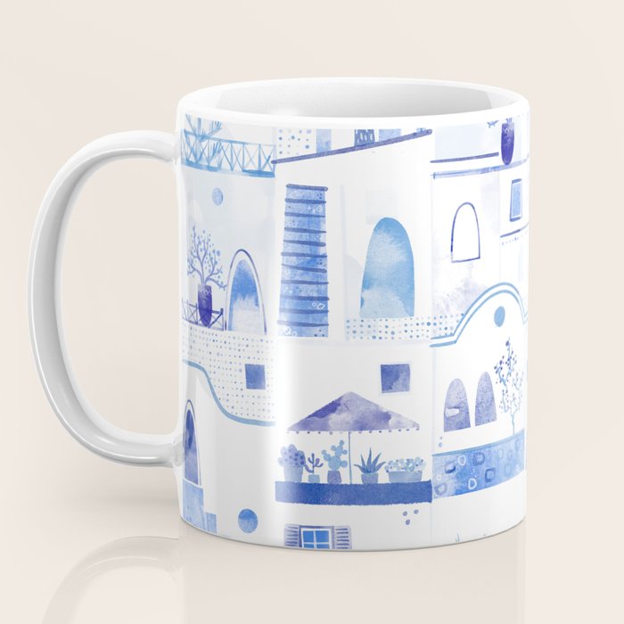Santorini Greek Island Mediterranean Watercolor Coffee Mug Gallery Image 3