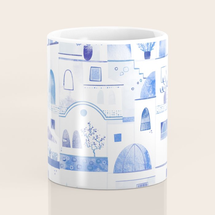 Santorini Greek Island Mediterranean Watercolor Coffee Mug Gallery Image 4