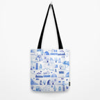Santorini Greek Island Mediterranean Watercolor Tote Bag Gallery Image 2