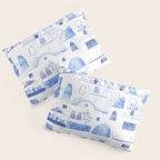 Santorini Greek Island Mediterranean Watercolor Pillow Sham Gallery Image 3