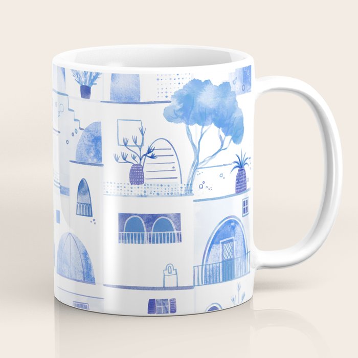 Santorini Greek Island Mediterranean Watercolor Coffee Mug Gallery Image 1