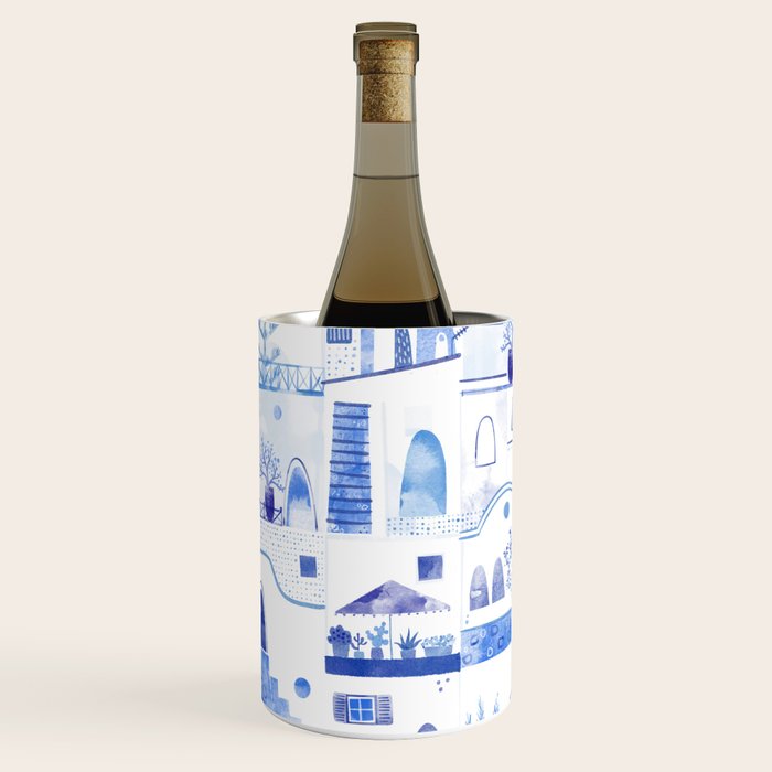 Santorini Greek Island Mediterranean Watercolor Wine Chiller Gallery Image 2