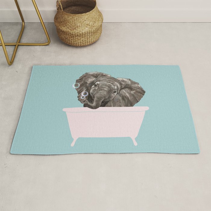Baby Elephant in Bathtub Rug Gallery Image 1