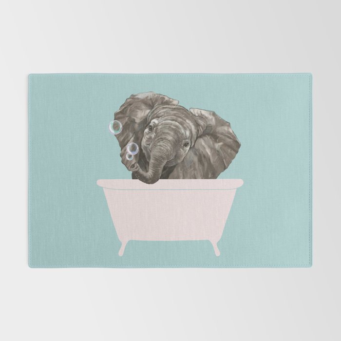Baby Elephant in Bathtub Rug Gallery Image 2