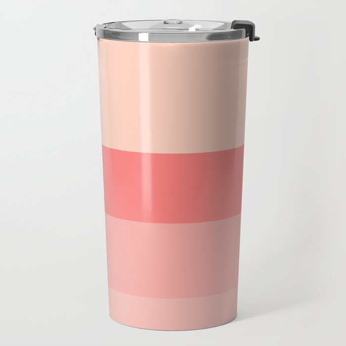 Blush Pink Minimalist Solid Color Block Stripes Travel Mug Gallery Image 2