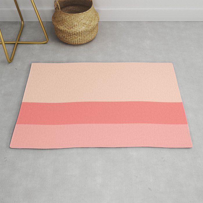 Blush Pink Minimalist Solid Color Block Stripes Rug Gallery Image 1