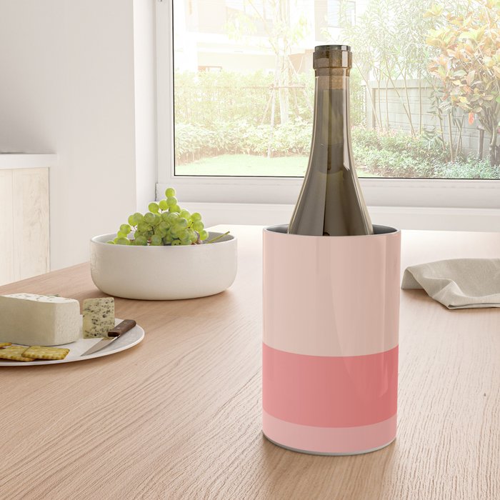 Blush Pink Minimalist Solid Color Block Stripes Wine Chiller Gallery Image 4