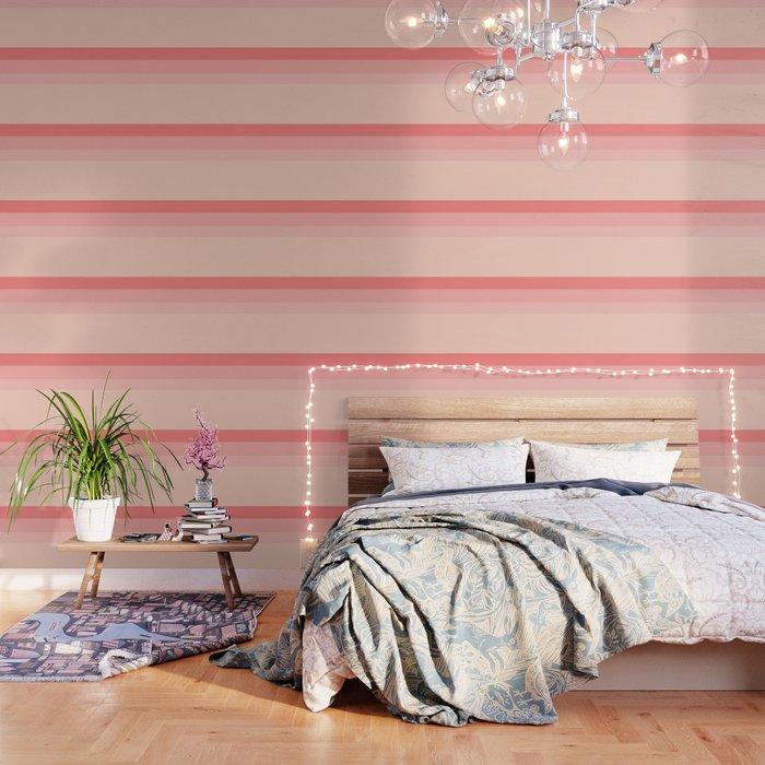 Blush Pink Minimalist Solid Color Block Stripes Wallpaper Gallery Image 3