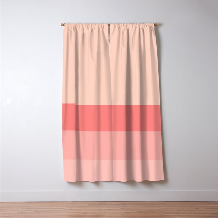 Blush Pink Minimalist Solid Color Block Stripes Window Curtain Gallery Image 3