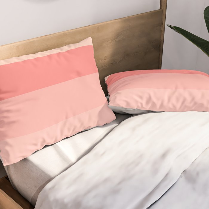 Blush Pink Minimalist Solid Color Block Stripes Pillow Sham Gallery Image 2