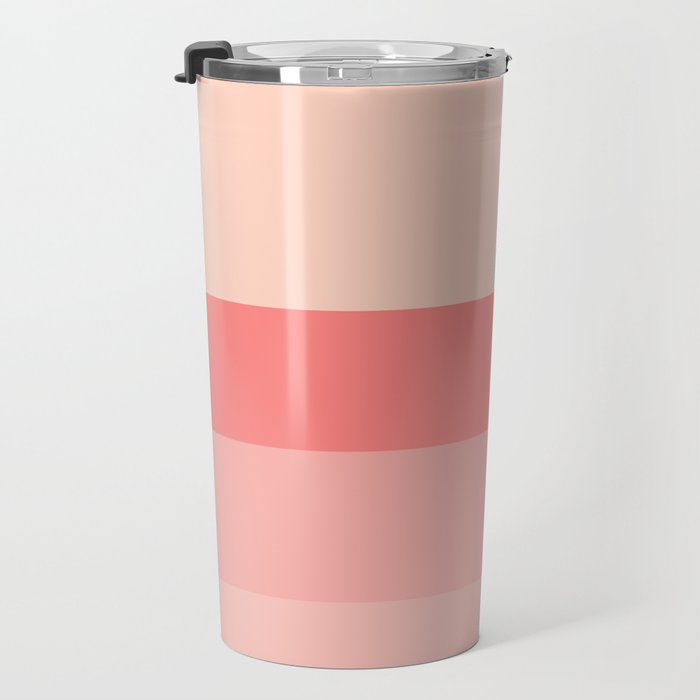 Blush Pink Minimalist Solid Color Block Stripes Travel Mug Gallery Image 3